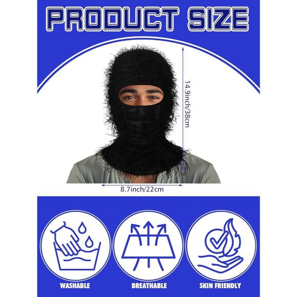 9 Pcs Knitted Balaclavas Winter Ski Masks Full Face Neck Warmers Men Women - Picture 3 of 6